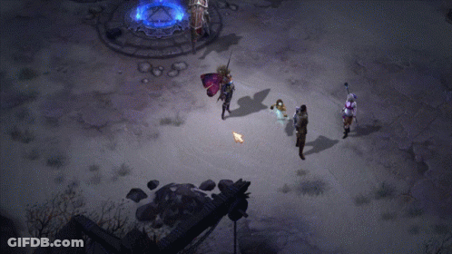 A Group Of People Are Standing In A Dark Room With A Circle In The Middle That Says ' 666 ' GIF
