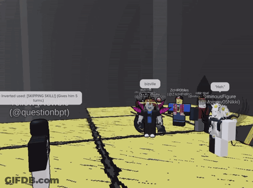 A Group Of People Are Standing In A Room And One Of Them Says Bivville GIF