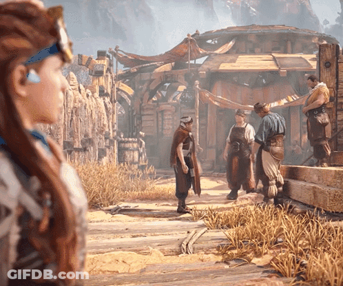 A Group Of People Are Standing In Front Of A Building With The Word Epic On It GIF