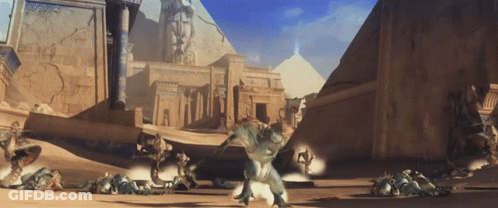 A Group Of People Are Standing In Front Of A Building GIF