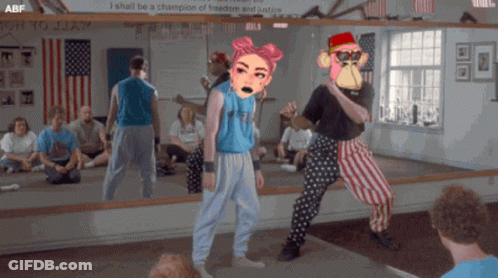 A Group Of People Are Standing In Front Of A Mirror And A Sign That Says I Shall Be A Champion GIF
