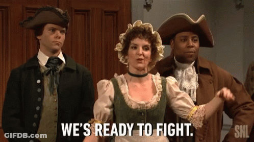 A Group Of People Are Standing Next To Each Other And One Of Them Says We 'Re Ready To Fight . GIF