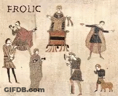 A Group Of People Are Standing Next To Each Other In A Painting With The Word Hard On The Bottom . GIF