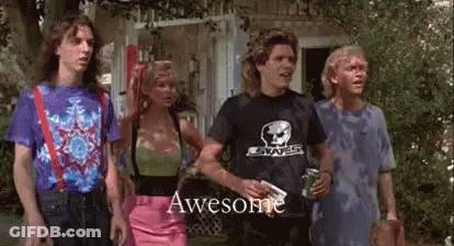 A Group Of People Are Standing Next To Each Other In Front Of A House . One Of The Men Is Holding A Gun . GIF