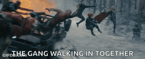 Group Walking In Snow The Gang GIF