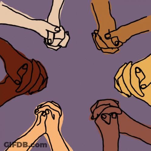 A Group Of People Holding Hands With The Words Pray Together GIF