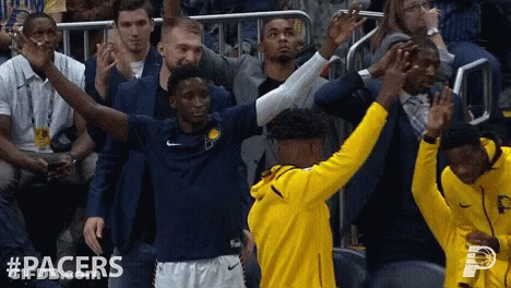 A Group Of People In A Stadium With The Word Pacers On The Bottom GIF