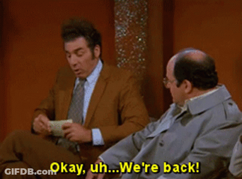 People Sitting Around Table Saying Okay We Re Back GIF