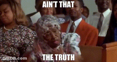 A Group Of People Sitting In A Church With The Caption Ain 'T That The Truth . GIF