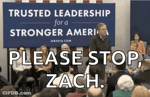 A Group Of People Sitting In Front Of A Banner That Says Trusted Leadership For A Stronger America GIF