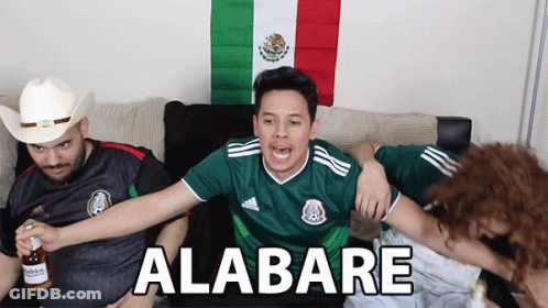 A Group Of People Sitting On A Couch With The Word Alabare On The Front GIF