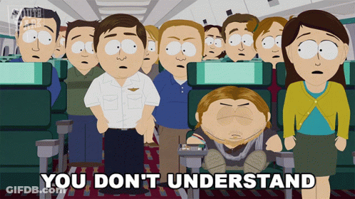 A Group Of People Sitting On An Airplane With The Words " You Don 'T Understand " Below Them GIF