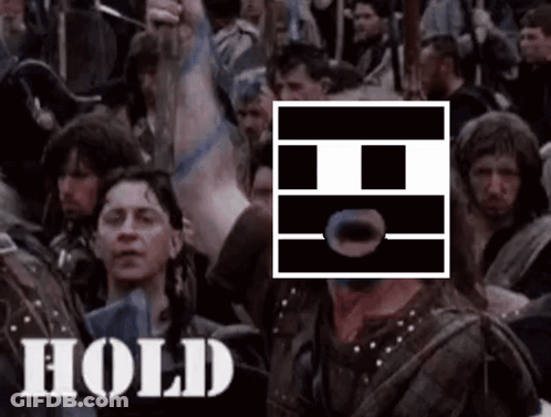 A Group Of People Standing In A Crowd With The Word Hold Written On The Bottom Of The Image . GIF