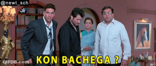 A Group Of People Standing In A Room With Kon Bachega Written On The Screen GIF