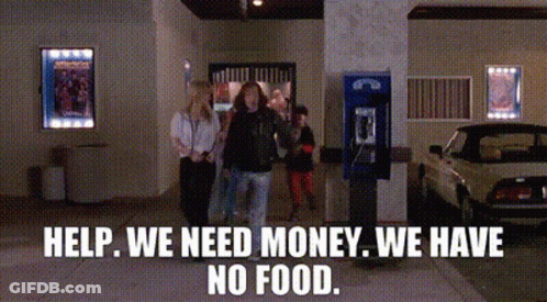 People Standing In Front Of Building Asking For Help GIF