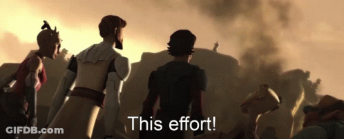 A Group Of People Standing In Front Of A Mountain With The Words This Effort GIF