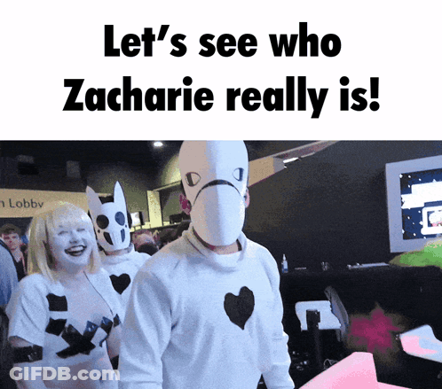 A Group Of People Standing In Front Of A Sign That Says Lobby On It GIF