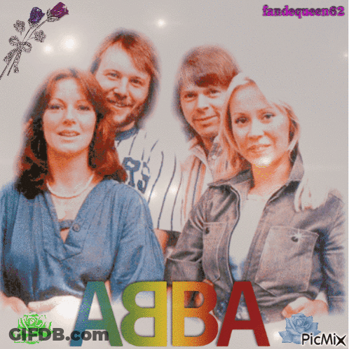 A Group Of People Standing Next To Each Other With The Word A & B A On The Bottom GIF
