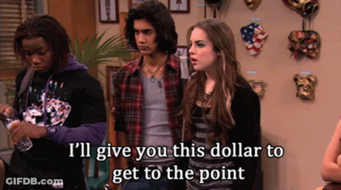 A Group Of People Standing Next To Each Other With The Words I 'Ll Give You This Dollar To Get To The Point On The Botto GIF