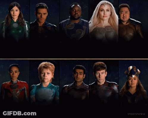 A Group Of People Standing Next To Each Other With The Words Spideysnews99 On The Bottom Right GIF