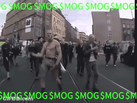 A Group Of People Walking Down A Street With The Words Smog Smog Smog Smog Smog Smog Smog Smog Smog GIF