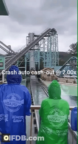 A Group Of People Wearing Raincoats That Say Crash Auto Cash Out GIF