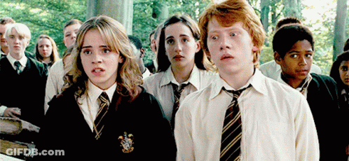 A Group Of People Wearing School Uniforms And Ties Are Standing In A Line Looking At Something . GIF