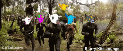 Group Of People With Masks And Blurry Kits Lounge GIF