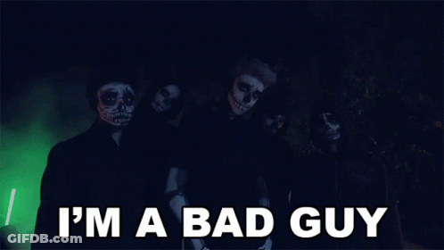 People With Skeleton Faces Behind I M A Bad Guy GIF