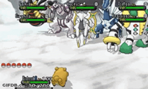 A Group Of Pokemon Fighting Each Other In A Video Game . GIF