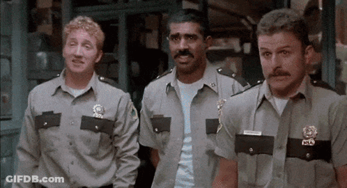 A Group Of Police Officers Are Standing Next To Each Other In Uniform . GIF