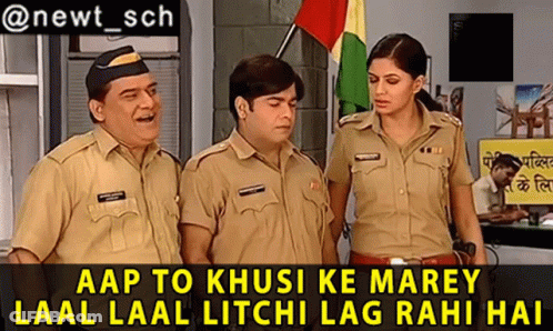 A Group Of Police Officers Standing Next To Each Other With A Caption That Says Aap To Khusi Ke Marey GIF