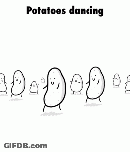 A Group Of Potatoes Are Dancing In A Line GIF