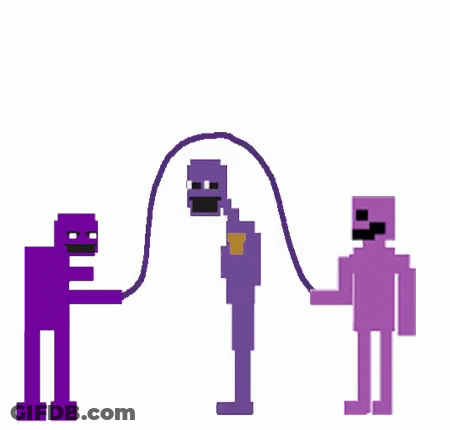 A Group Of Purple Cartoon Characters Standing Next To Each Other On A White Background GIF