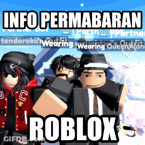 A Group Of Roblox Characters Are Standing Next To Each Other In Front Of A Blue Background GIF