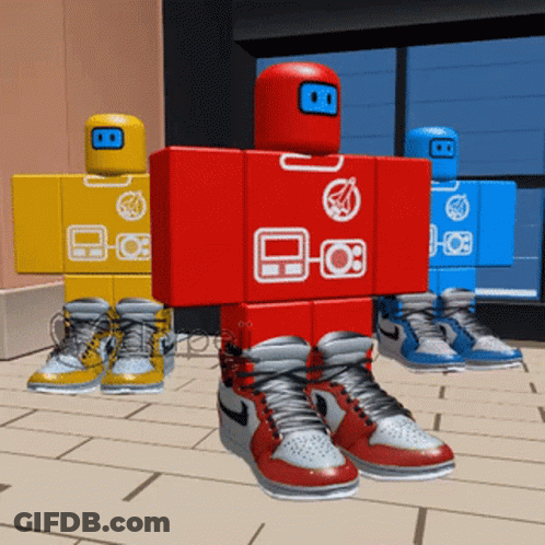 A Group Of Roblox Characters Wearing Nike Shoes GIF