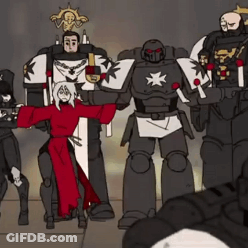 A Group Of Robots Are Standing Next To Each Other In A Room . GIF
