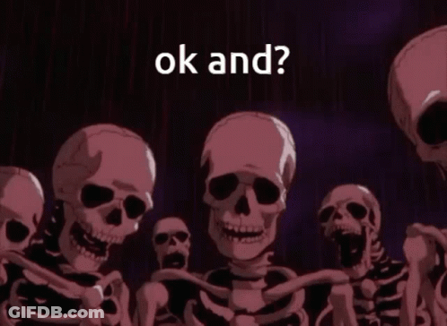 A Group Of Skeletons Are Standing Next To Each Other With The Words " Ok And " Written Above Them GIF
