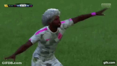 A Group Of Soccer Players Are Celebrating A Goal In Front Of A Fifa Sign GIF