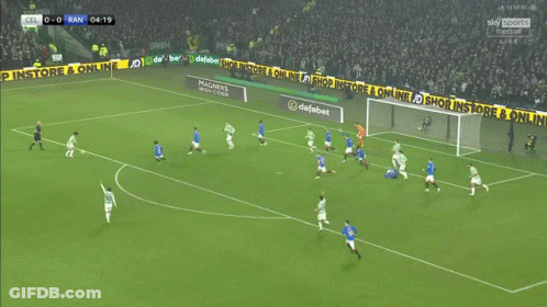 A Group Of Soccer Players Are Celebrating A Goal On A Sky Sports Broadcast GIF