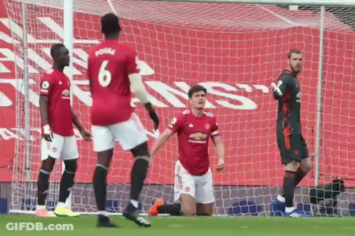 A Group Of Soccer Players Are Celebrating A Goal On A Soccer Field . GIF