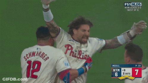 A Group Of Soccer Players Are Celebrating A Goal With The Score Of 7 To 6 GIF