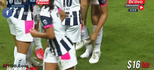 A Group Of Soccer Players Are Huddled Together On The Field GIF