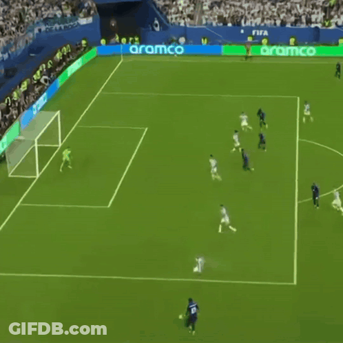 A Group Of Soccer Players Are On A Field With Aramco Advertisements On The Sidelines GIF