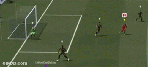 A Group Of Soccer Players Are Playing A Game Of Soccer On A Soccer Field . GIF