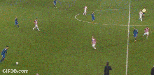 A Group Of Soccer Players Are Playing A Game On A Soccer Field GIF