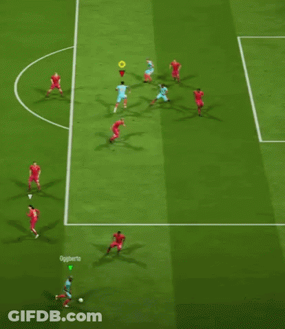 A Group Of Soccer Players Are Playing A Game On A Soccer Field .. GIF