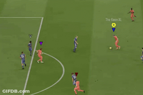 A Group Of Soccer Players Are Playing A Game With Gina Turtle In The Middle Of The Field GIF