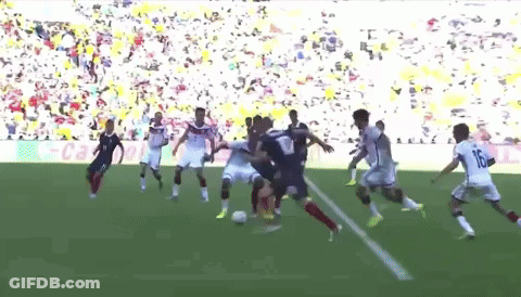 A Group Of Soccer Players Are Playing On A Field And One Of Them Has The Number 16 On His Jersey GIF