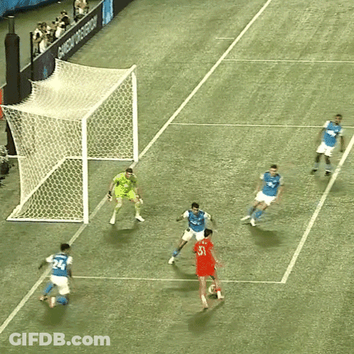 A Group Of Soccer Players Are Playing On A Field That Has A Sign That Says Shop Now GIF
